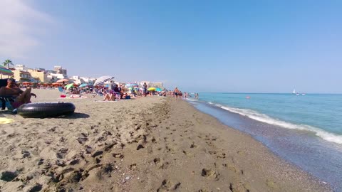 ☀️ Spain beach Walk | Walking tour 🏖️ Summer Ambience Benalmadena