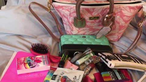 What's in my Betsey Johnson Coral Dome Bag & Mosey Wallet