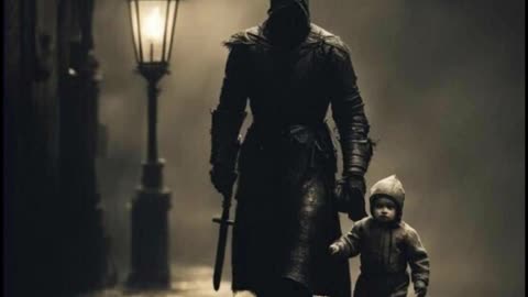 An Analysis of James Hind’s Disturbing Image: A Hooded Figure, a Child, and a Veil of Danger.