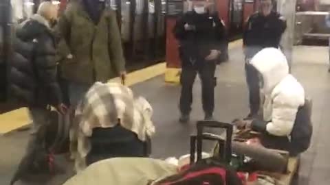 See how the NYPD are remove the homeless from the 34th street train station. part 1 of 2.