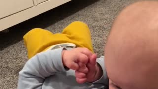 Teething Twin Uses Brother as Teething Rusk