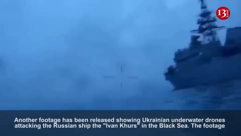 Another footage of Ukrainian drones attacking Russian ship in the Black Sea