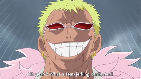 One Piece – Doflamingo cuts Law hand