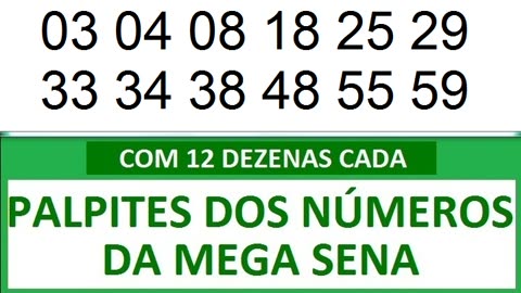 #PALPITES DOS NÚMEROS DA MEGA SENA COM 12 DEZENAS 5a 5b 5c 5d 5e 5f 5g 5h 5i 5j 5k 5l