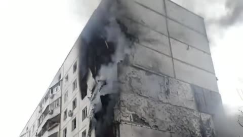 War in Ukraine. Kharkov after shelling of residential buildings