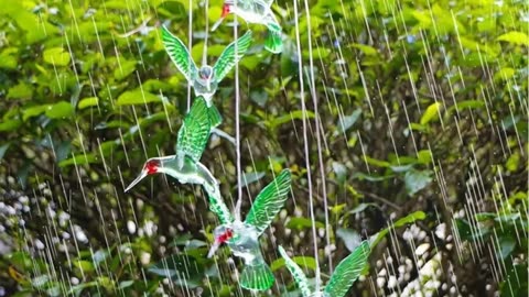 LED Solar Wind Chime Crystal Ball Hummingbird Wind Chime Light