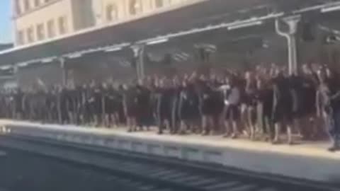 Hundreds of Germans gathered at the train station to intercept leftist agitators