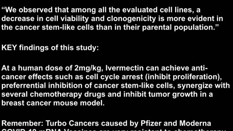 NEW ARTICLE - IVERMECTIN Tested against 28 types of Cancer