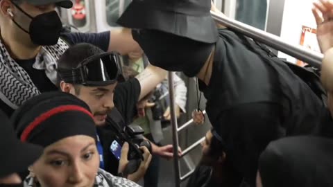 Anti-police and Pro-Palestine protesters STORM NYC SUBWAY on their way to City Hall