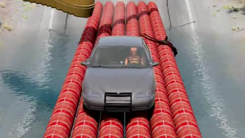 Car vs Big Bollards challenge