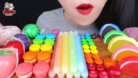 ASMR Rainbow Dessert Frozen NIK-L-NIP COLOR ICE Cream mp4