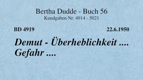 BD 4919 - DEMUT - ÜBERHEBLICHKEIT .... GEFAHR ....