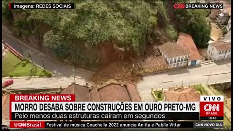 deslizamento de morro em cidade histórica de MG