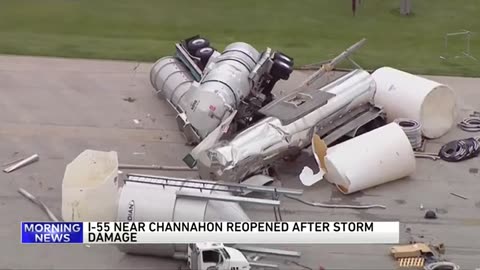 I-55 reopened in Will County after severe weather caused downed power lines on roadway | WGN News