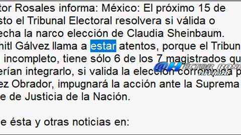 15 de agosto de 2024: TEPJF podría válidar Narco Elección en México