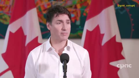 A stressed-out looking Trudeau says Canada is doing just fine...