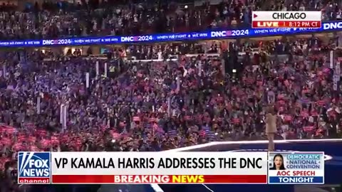 Kamala Harris pays tribute to Biden in brief appearance first night of the DNC