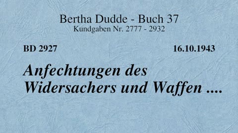 BD 2927 - ANFECHTUNGEN DES WIDERSACHERS UND WAFFEN ....