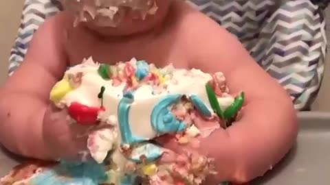 Baby eating 🎂