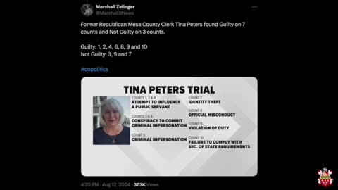 3rd World Justice for Tina Peters 70% guilty 100% corrupt & criminal courts / legal system