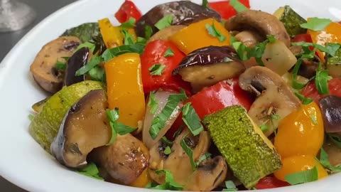 The most delicious vegetables with mushrooms baked in the oven! magic recipe! Healthy and easy!👍