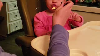 Baby girl tries eating ice cream for the first time