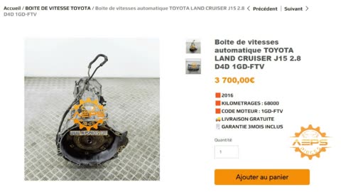 AEPSPIECES.COM - Boite de vitesses automatique TOYOTA LAND CRUISER J15 2.8 D4D 1GD-FTV