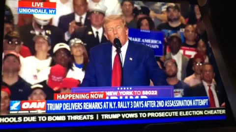 OAN trump delivers remarks at New York rally 3 days after assasination a