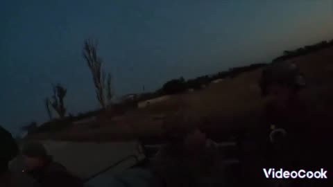 Crazy shot. Russian soldier shoots down drone mid drive