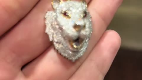 Natural Diamond & Real Gold Lion Head Pendant