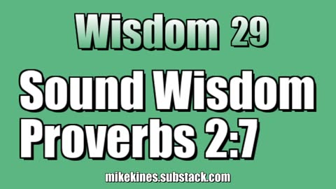 Wisdom 29: Sound Wisdom - Proverbs 2:7