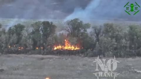 Russian Drone Sprays an Incindiary Mixture Over AFU Positions in a Forest Belt