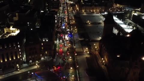 Freedom Convoy - At night, view from above