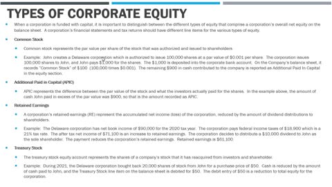 What are the Different Types of Corporate Equity?