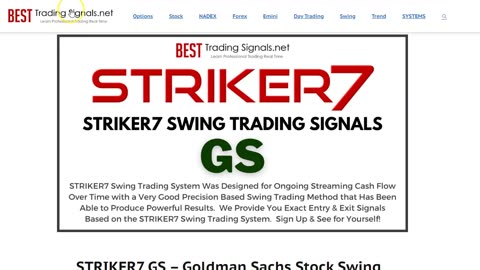 STRIKER7 Stock and Options Swing Trading Signals - Cheap Options - Crushes GS Goldman Sachs