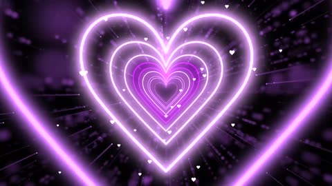 1082. Neon Heart Tunnel 💜Purple Heart Background Wallpaper Video Vibrant Heart