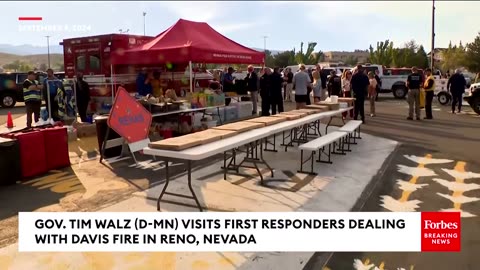 Tim Walz Shows Up With Pizza For First Responders To Davis Fire In Reno, Nevada