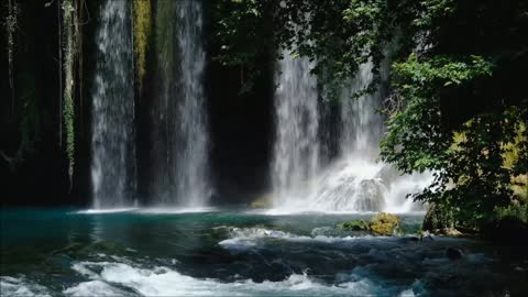 Mountain river waterfall with tip top music