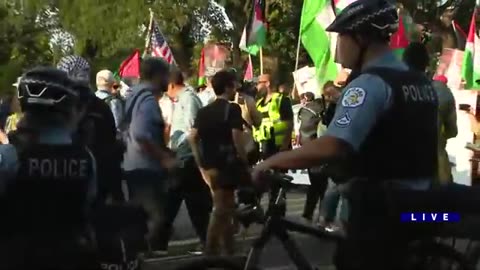 Pro-Palestinian protestors begin march from Union Park on Day 3 of DNC in Chicago