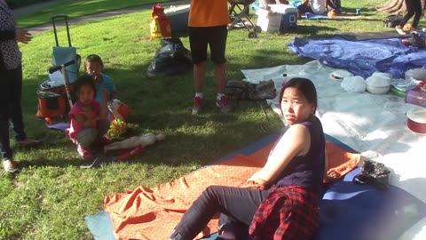 Luodong Massages Asian Woman In Red Plaid At The Picnic