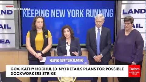 NY Gov. Hochul [Great] "Reset level of anxiety"/Masonic Gesture During Dock Workers Strike Presser