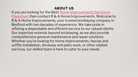 Home Improvements Service in Pavenham