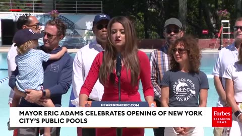 New York City Mayor Eric Adams Celebrates Opening Of City's Public Pools