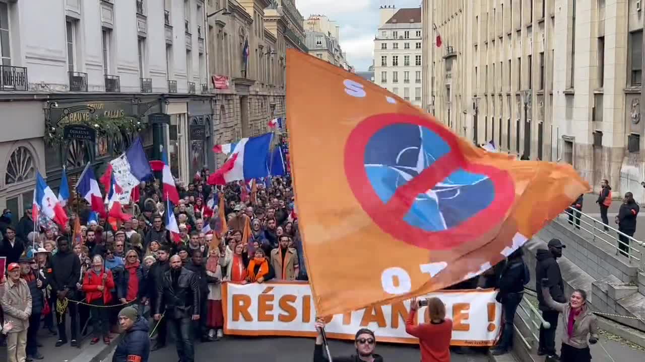 Protestors gathered to end France’s membership in the US-led NATO