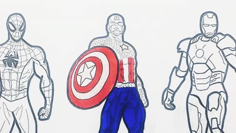 SUPERhero and spiderman and captain america and ironman coloring video mp4.