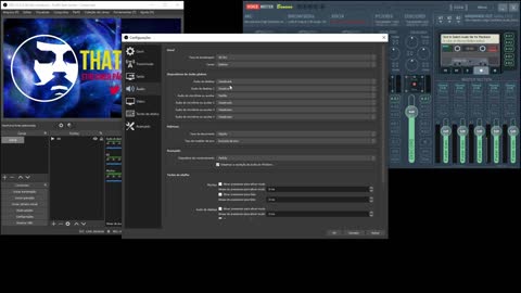 OBS capturando o audio filtrado pelo Voice Meeter Banana