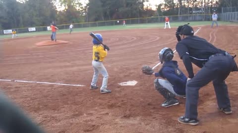 Alex (8yr) playing 14u baseball with big brother's team