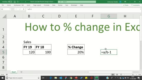 How to show %change in Excel