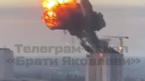 Kiev High Rise Building Is Hit By Missile Debris