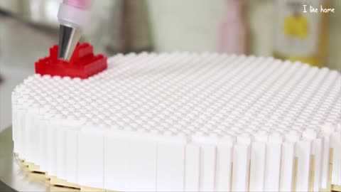 Lego Strawberry Double Layer Cake _ Stop Motion Cooking ＆ ASMR